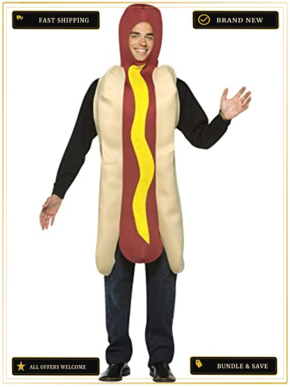 Lightweight Hot Dog Costume One Piece Tunic Adult Halloween